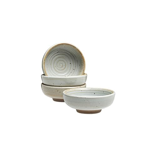 Vikko Small Dipping Bowls, Set of 4 Mini Soy Sauce Dishes, 3" Stoneware Dipping Sauce Cups, Decorative Pinch Bowls for Dips, Condiments, Charcuterie Boards - Microwave and Dishwasher Safe