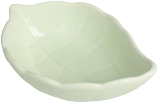 Green 6 pcs Leaf Shaped Porcelain Soy Sauce Dish Ceramic Dip Dipping Bowls 2.01 oz for Dinner Baking BBQ and Cooking