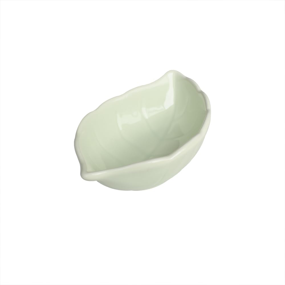 Green 6 pcs Leaf Shaped Porcelain Soy Sauce Dish Ceramic Dip Dipping Bowls 2.01 oz for Dinner Baking BBQ and Cooking