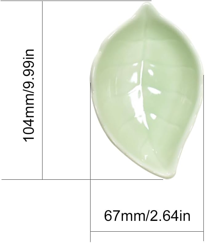 Green 6 pcs Leaf Shaped Porcelain Soy Sauce Dish Ceramic Dip Dipping Bowls 2.01 oz for Dinner Baking BBQ and Cooking