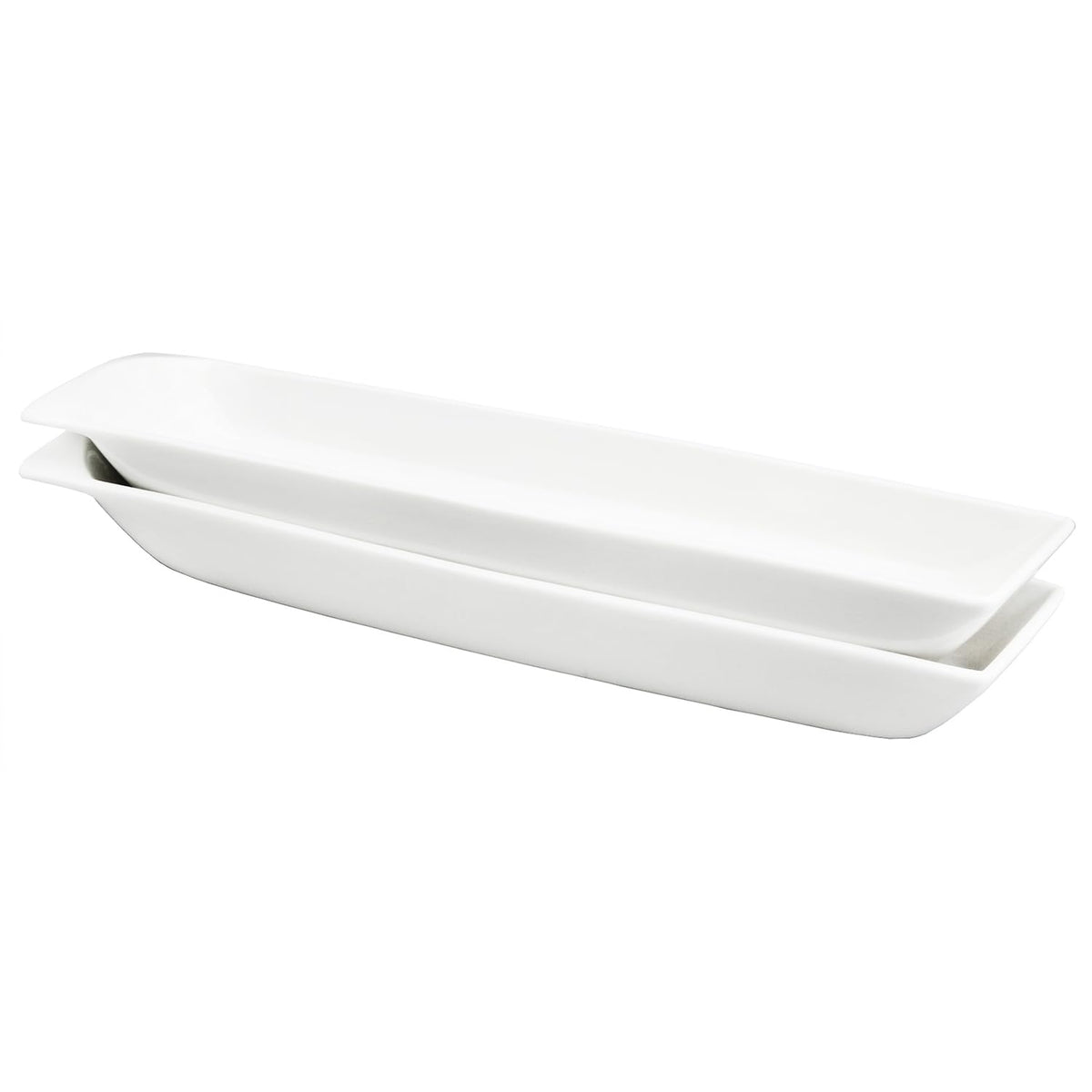 Ceramics Olive Plate, Olive Cookies Tray - Large, Chip Resistant,White Porcelain Olive Canoe, Dishwasher Safe, for Snacks, Condiments,Appetizers 13.7 Inch White