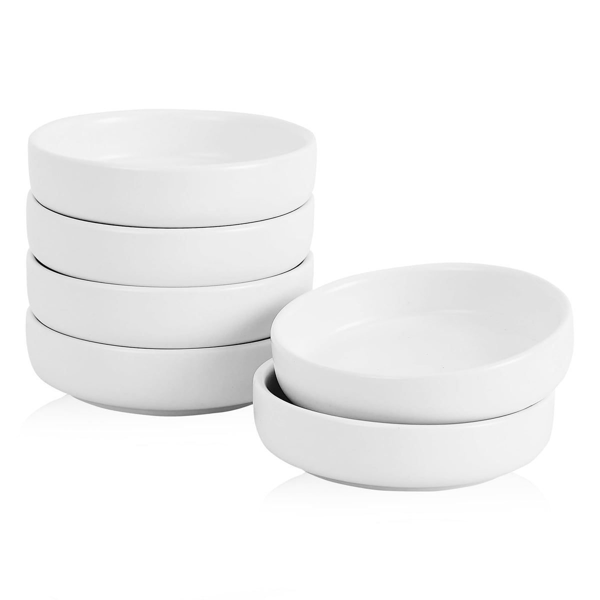 Ceramic Soy Sauce Dish,3.5 Inch Dipping Bowls Side Dishes Set of 6, Small Appetizer Pinch Dip Bowls for Condiments, Sushi, Ketchup, BBQ (White)