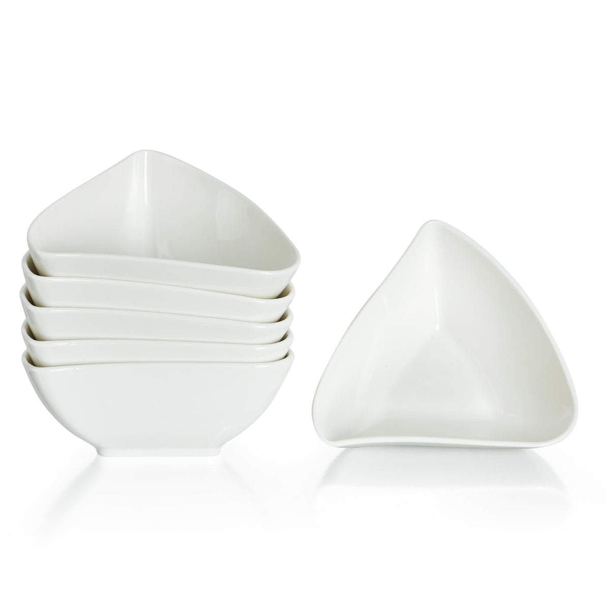 fMBB 6 oz Small White Ceramic Bowls - Set of 6 Dipping, Sauce, Salsa & Snack Bowls, Mini Ceramic Bowls for Condiments Charcuterie Pudding Creme Brulee Ketchup Vinegar Ice Cream