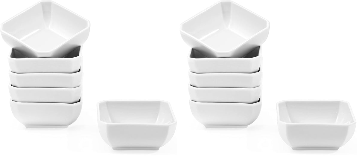 3 OZ Square Dip Bowls Set of 6, White Ceramic Dipping Sauce Dishes