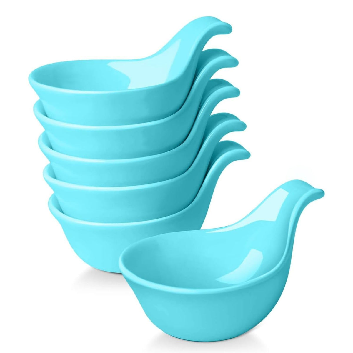 Flexzion Small Dipping Bowls with Handles, Ceramic White, 3 oz, 6-Pack