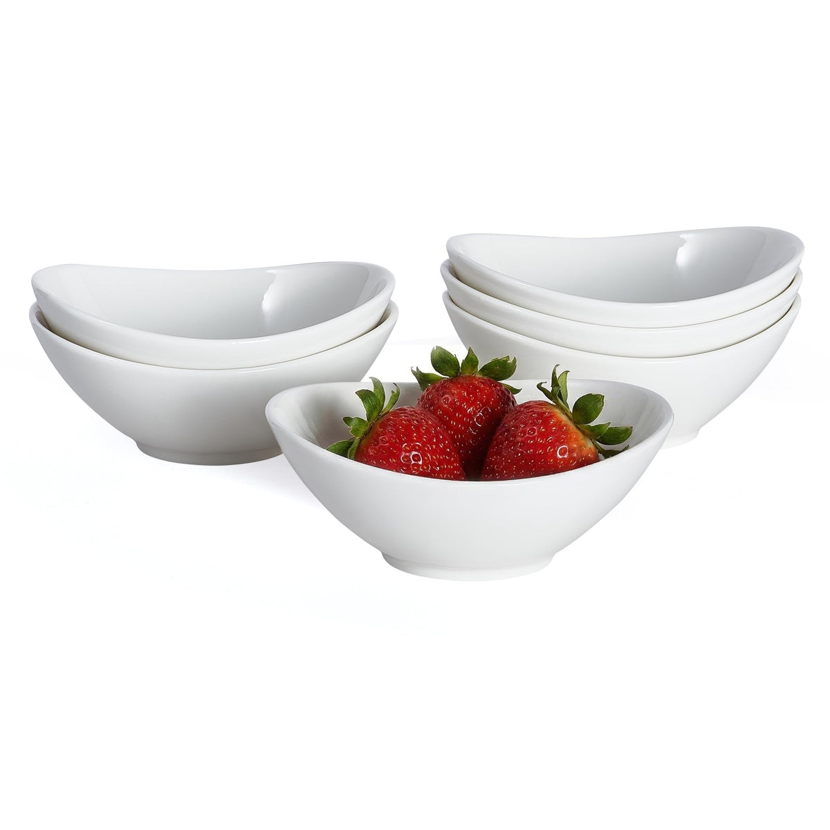 fMBB 6 oz Small White Ceramic Bowls - Set of 6 Dipping, Sauce, Salsa & Snack Bowls, Mini Ceramic Bowls for Condiments Charcuterie Pudding Creme Brulee Ketchup Vinegar Ice Cream