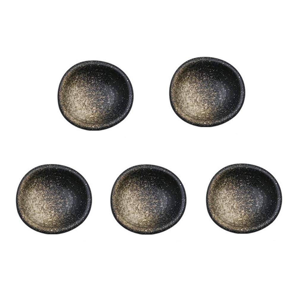 Colias Wing 3.5" Retro Style Black/Brown Stylish Design Multipurpose Porcelain Side Dish Bowl Seasoning Dishes Soy Dipping Sauce Dishes-Set of 5