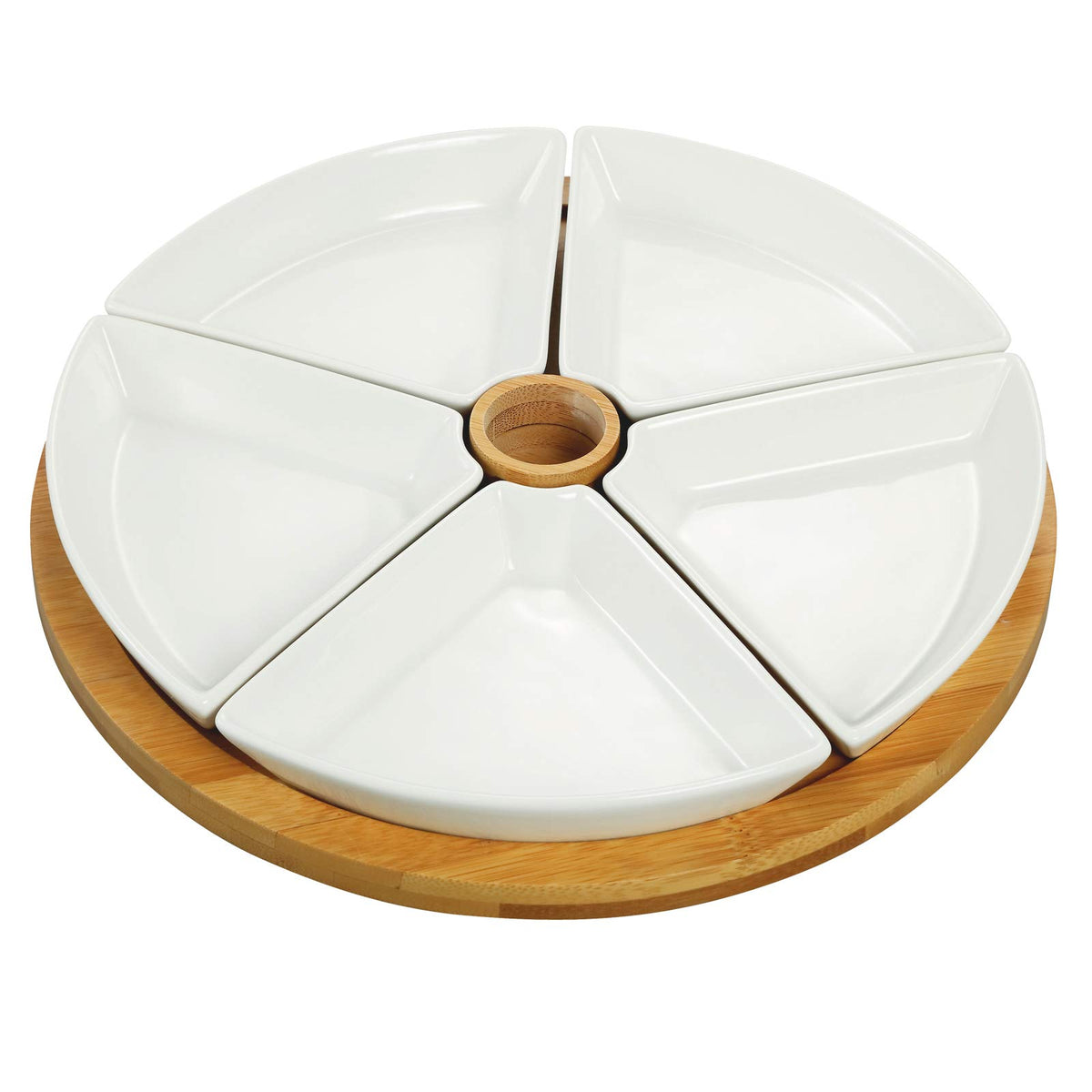 Elama Signature 12 1/4 Inch 6pc Lazy Susan Appetizer and Condiment Server Set