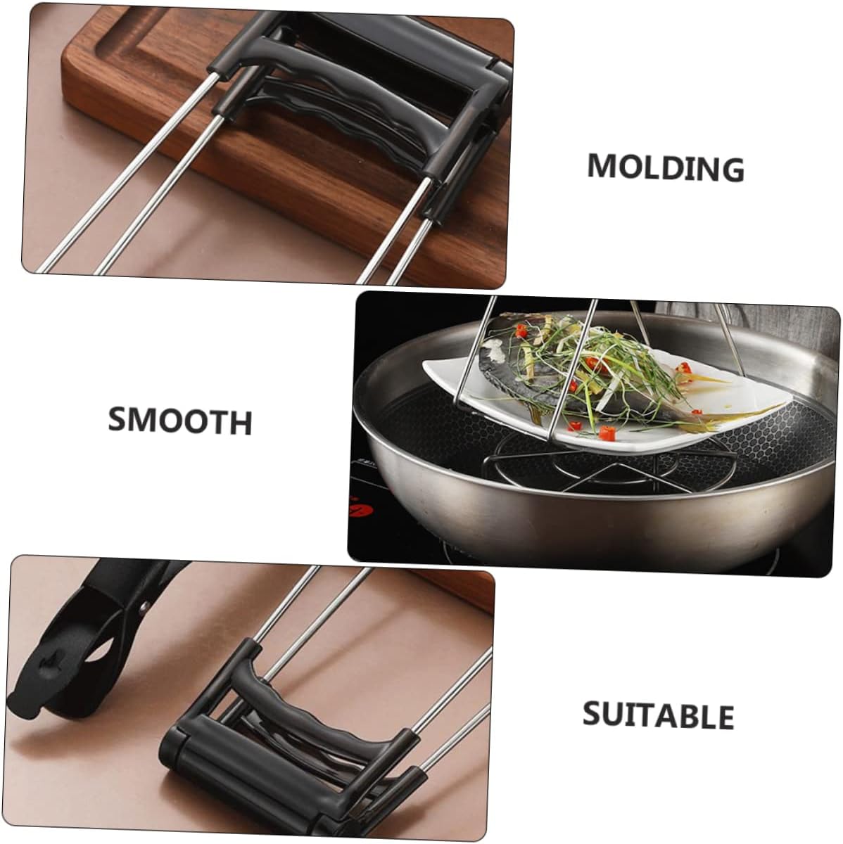 Bowl clip, Anti-scalding bowl clamp,hot plate gripper, Stainless Steel Anti-scalding Clip Plate Oil Strainer Jug Pan Kitchen Tongs Kitchen Clips Anti Hot Anti-scald Bowl Clip Kitchen Retriever