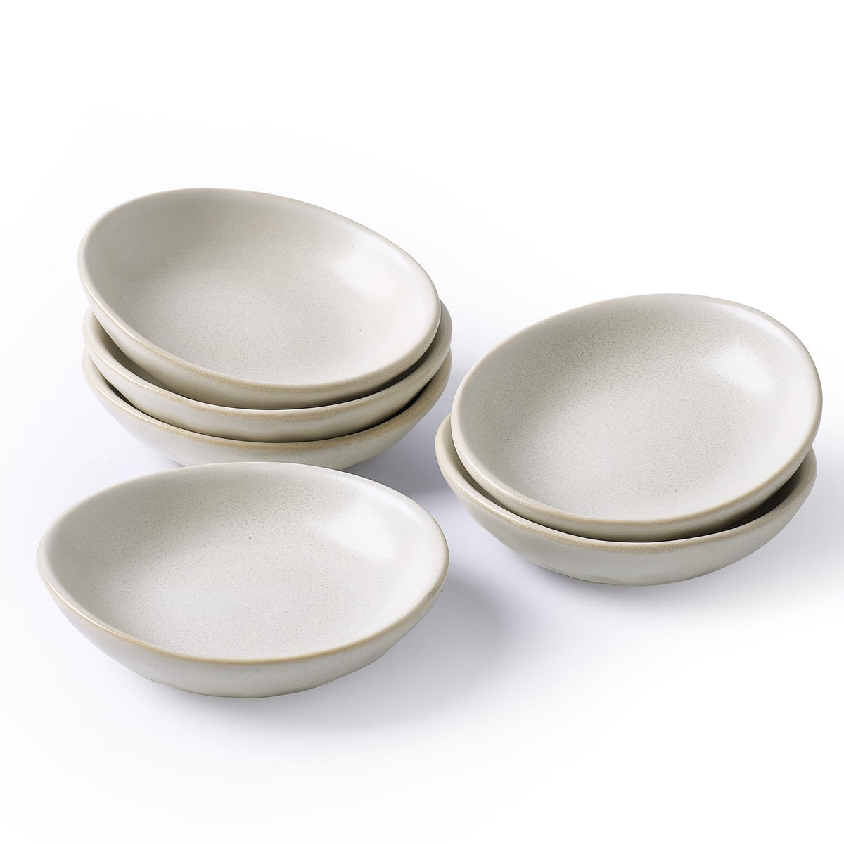 famiware Soy Sauce Dish, 2.1oz Dipping Bowl Set of 6, Cappuccino White