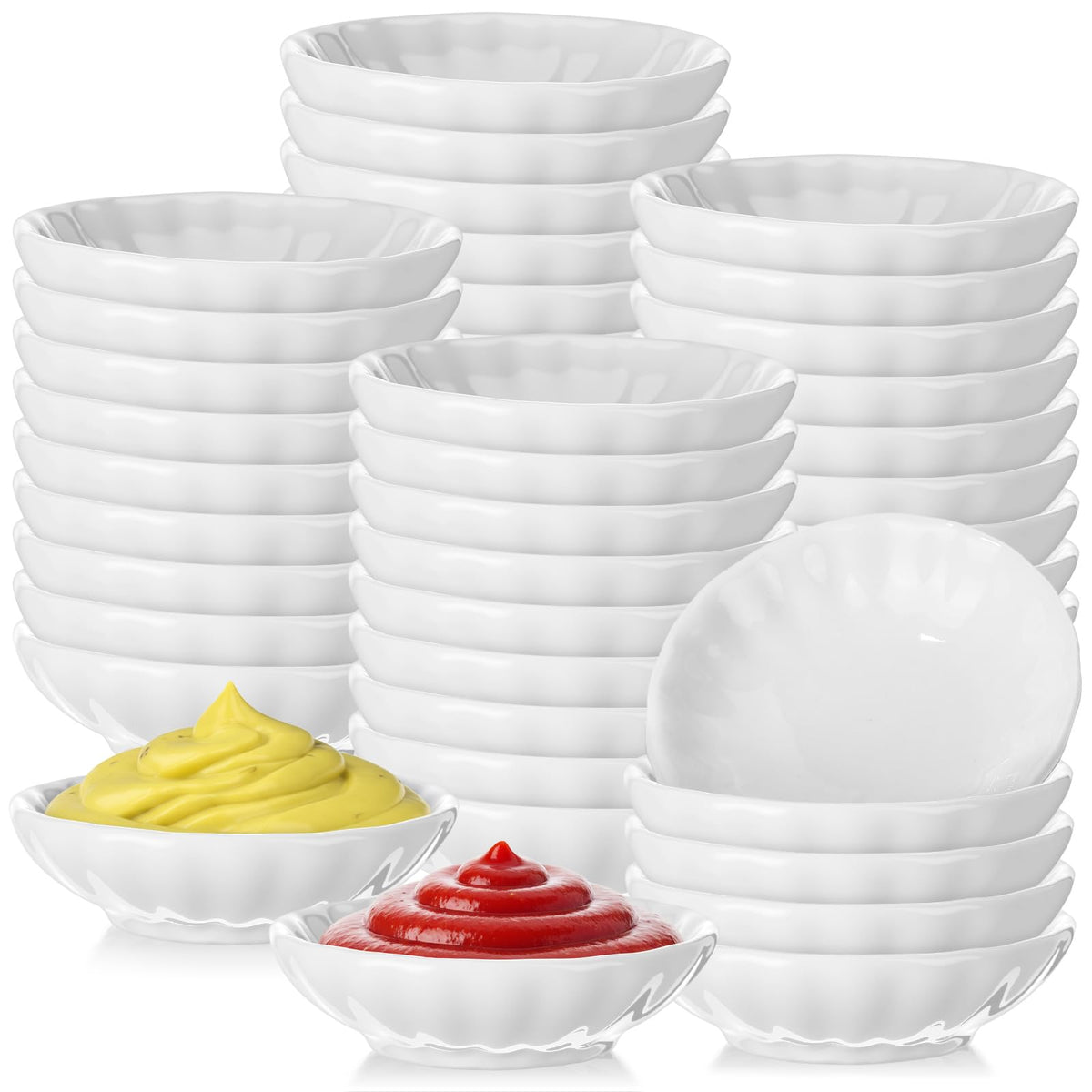 Mimorou 50 Pcs Soy Sauce Dish 1.2 oz Dipping Bowls Bulk, Ceramic
