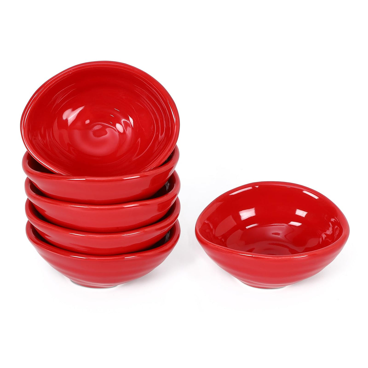 vicrays Ceramic Dipping Sauce Bowls – Small Charcuterie Dip Cups Cooking Prep Condiment Oil Dish Mini Tapas Plates for Soy Sushi Salsas Wasabi Appetizer Dessert - Set of 6 Blue
