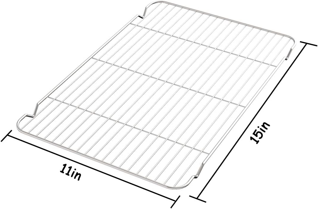 Cooling Rack Set of 3, Baking Rack Stainless Steel Wire Rack for Baking Cooking Roasting Grilling Cooling, 15” x 11” x 0.5” Wire Racks, Fit Various Size Cookie Sheets Oven