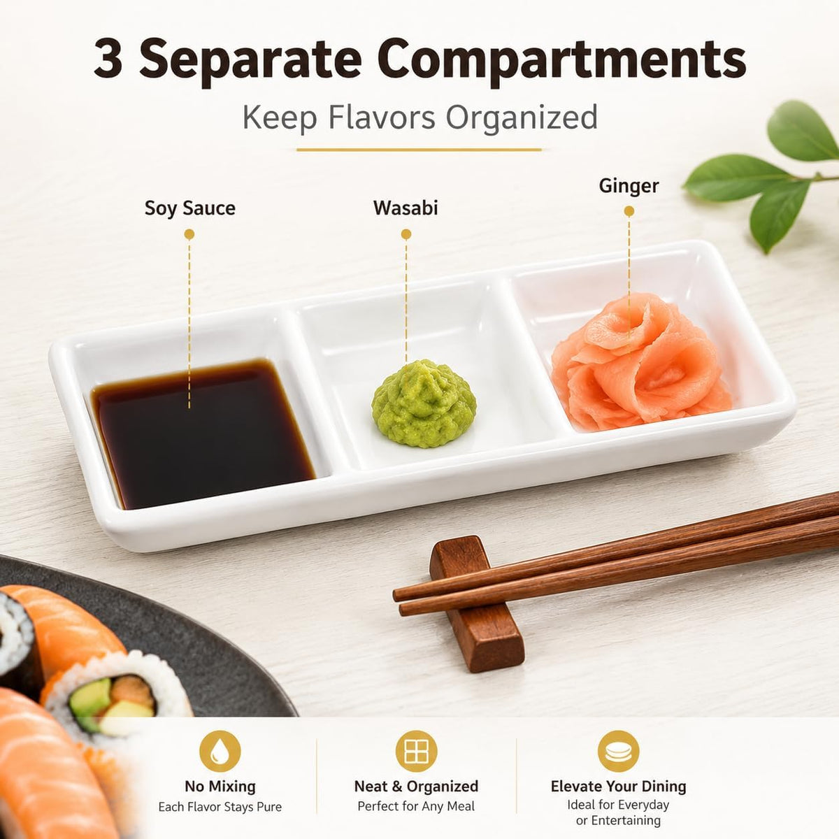 Healeved 2 Pack Ceramic Appetizer Serving Tray Set 11.81X4.96 in White