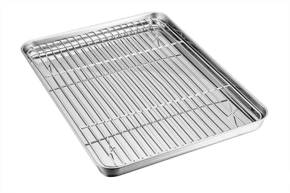 TeamFar Baking Sheet with Cooling Rack Set, 16 x 12 x 1 inch