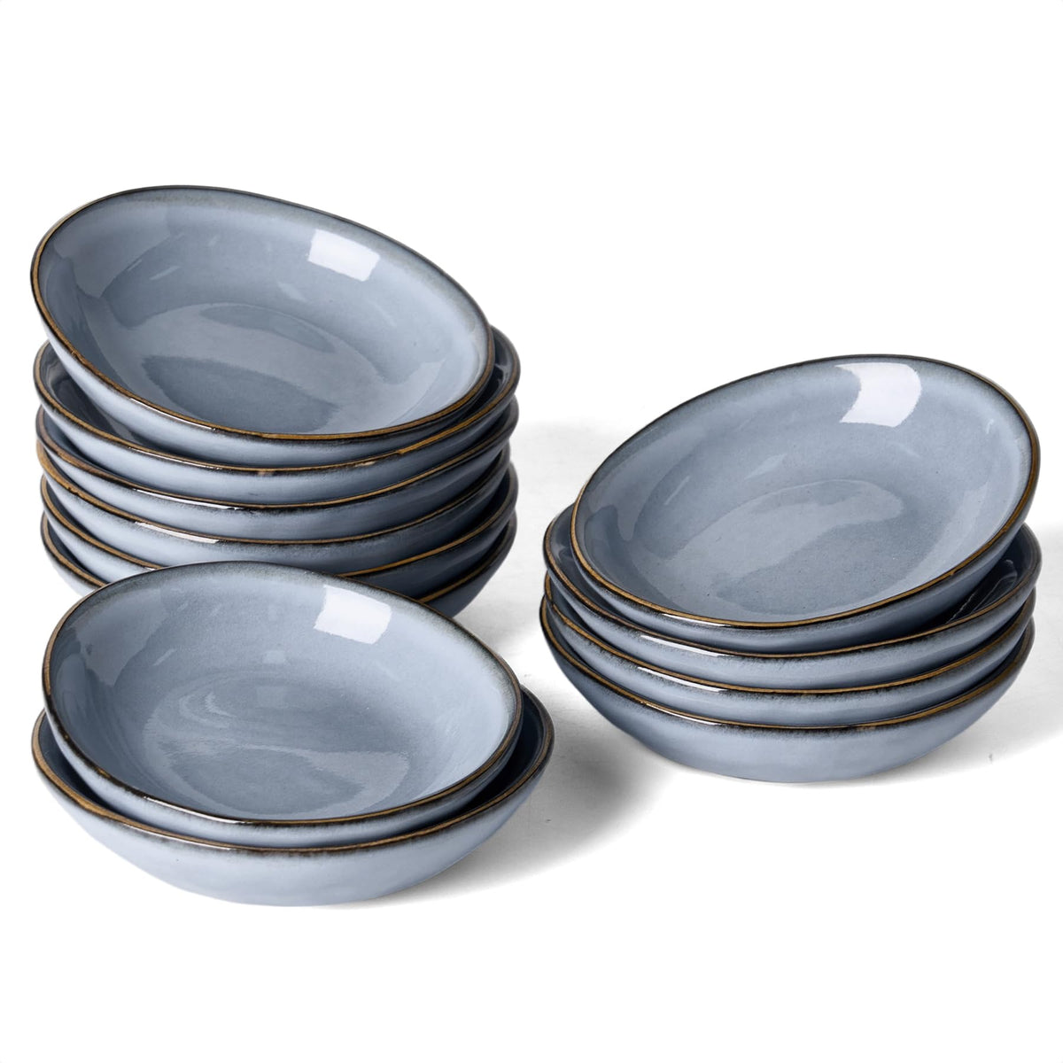 famiware Soy Sauce Dish, 2.1oz Dipping Bowl Set of 6, Cappuccino White