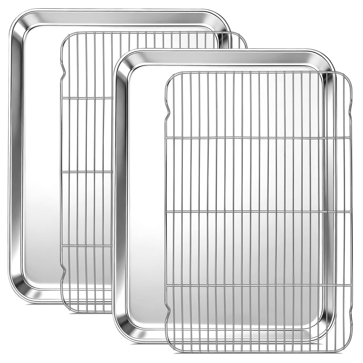 Onader 2 Pack 16x12 Inch Stainless Steel Baking Sheet and Wire Cooling Rack