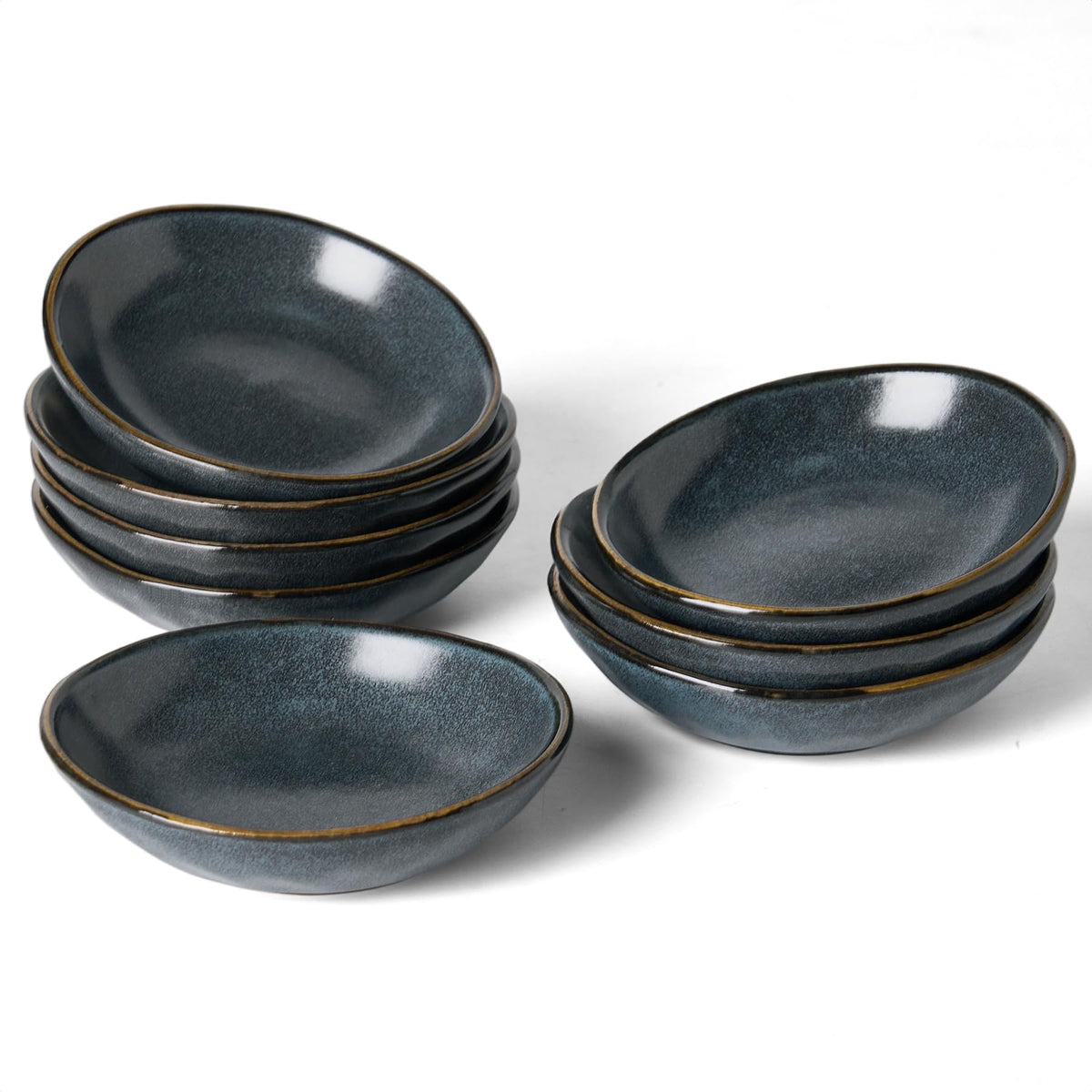 famiware Soy Sauce Dish, 2.1oz Dipping Bowl Set of 6, Cappuccino White