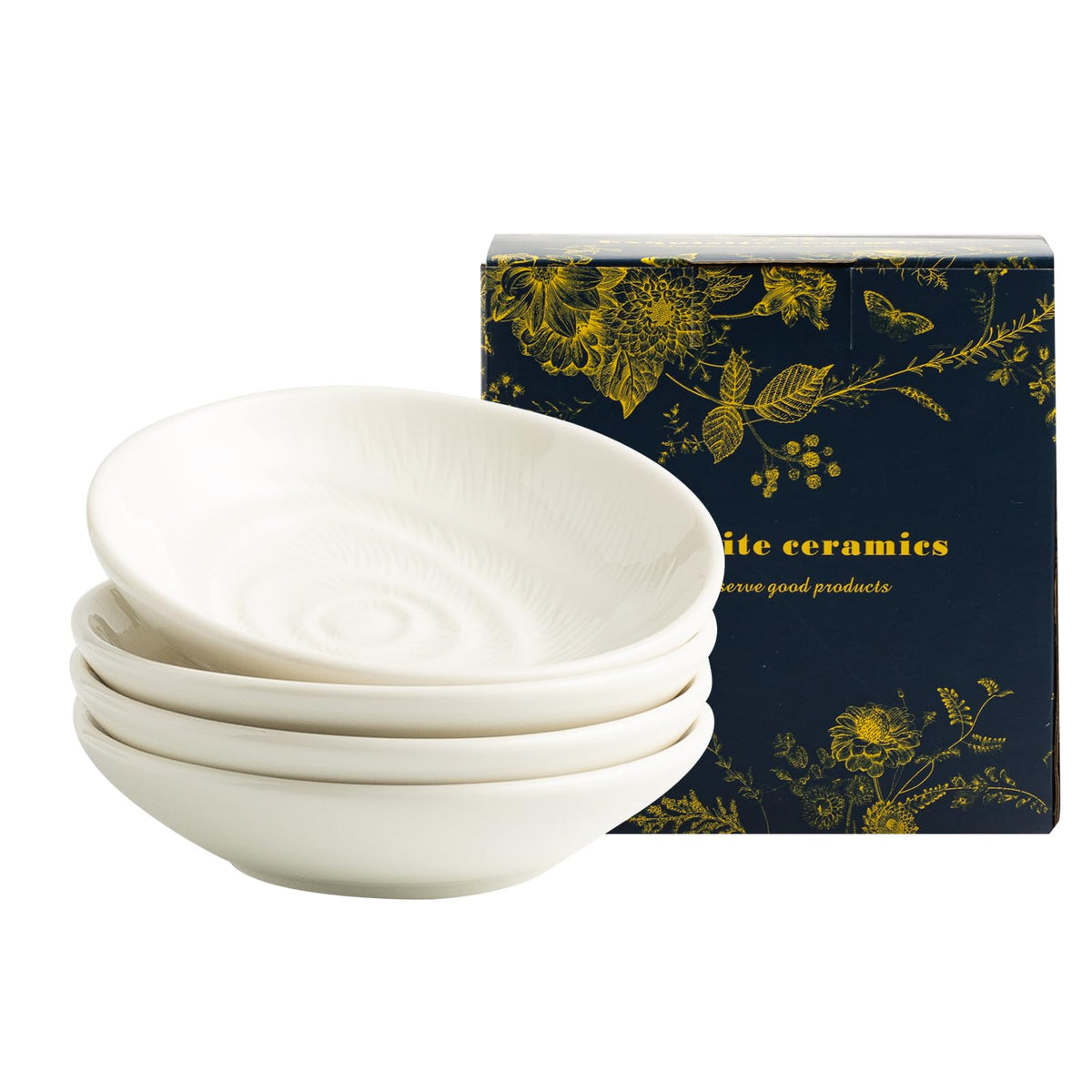 Ceramic Soy Sauce Dishes, 3.4 oz Dipping Bowls Set of 4