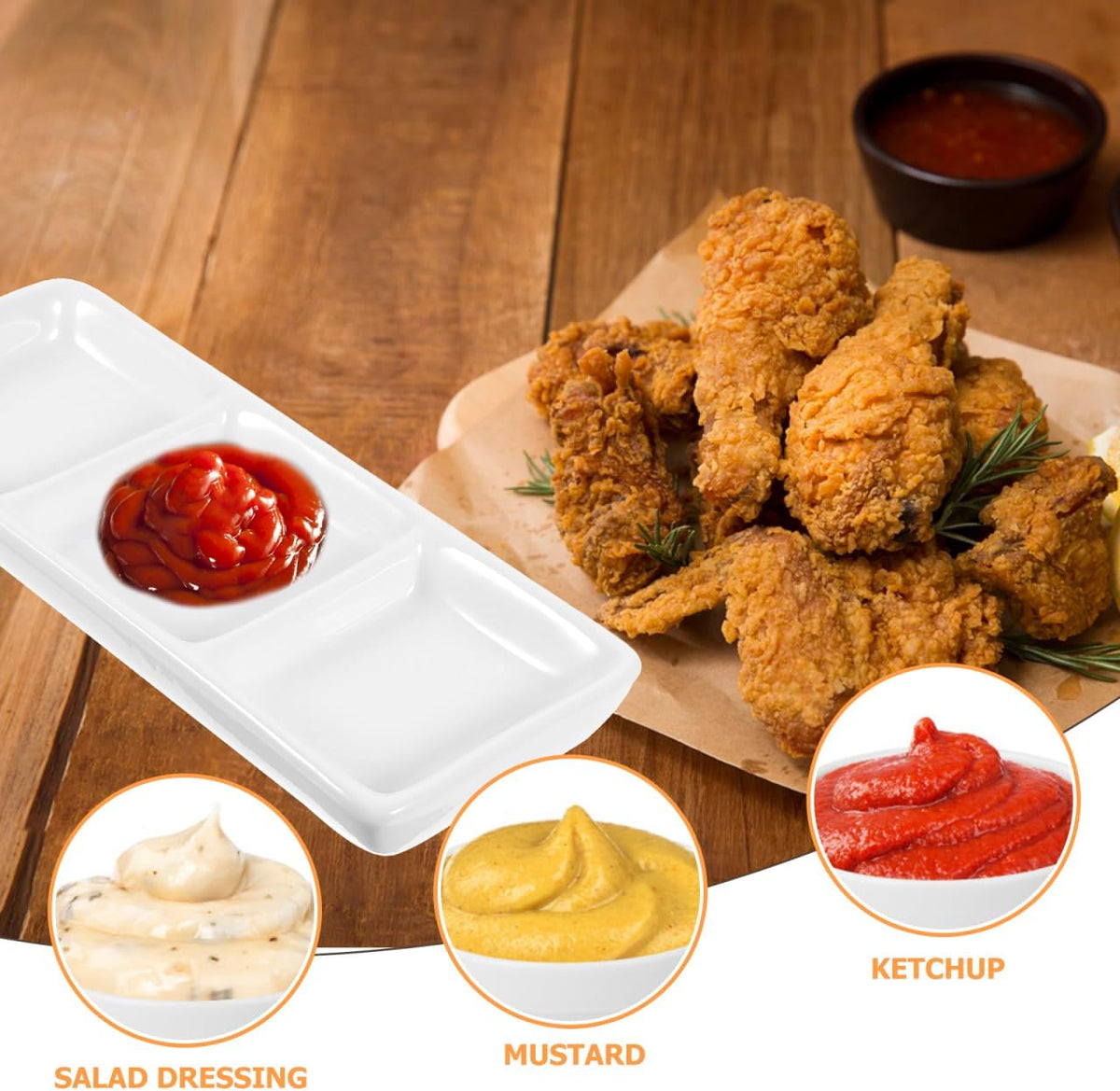 Healeved 2 Pack Ceramic Appetizer Serving Tray Set 11.81X4.96 in White
