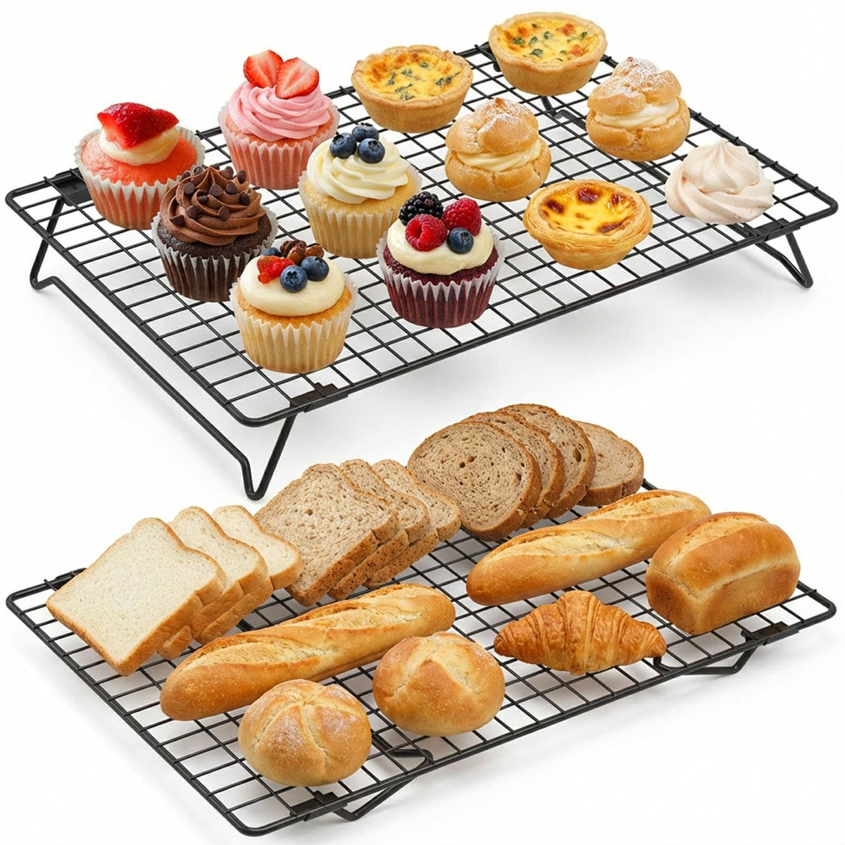 2-Pack Stackable Cooling Racks for Cooking and Baking, 13.4" x 9.4"