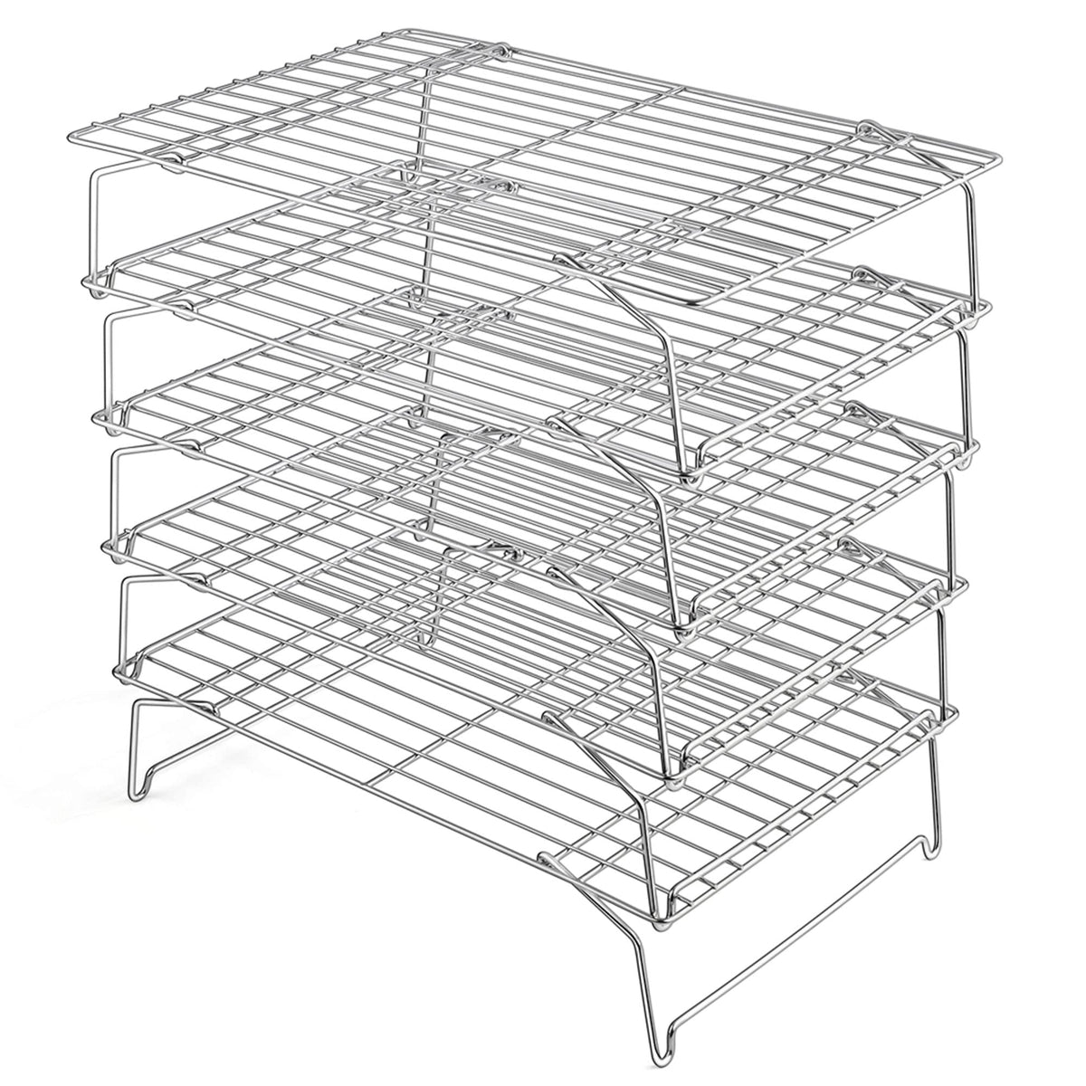 Leonyo 5-Tier 15x10IN Cookie Cooling Rack for Cooking Stackable Collapsible