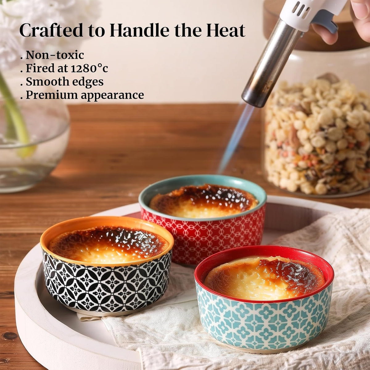 DOWAN Dipping Bowls with Lids, Ceramic Condiment Sauce Cups, 4 oz Dipping Sauce Bowls/Dishes for Charcuterie, Condiment, Tomato Sauce, Soy, BBQ and other Party Supplies, Kitchen Decor, Set of 6