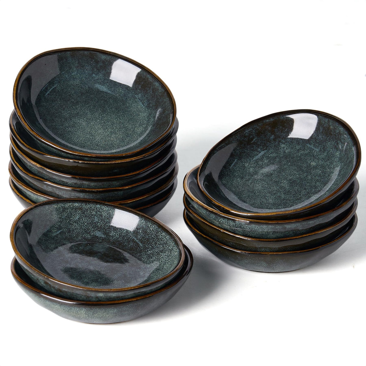 famiware Soy Sauce Dish, 2.1oz Dipping Bowl Set of 6, Cappuccino White