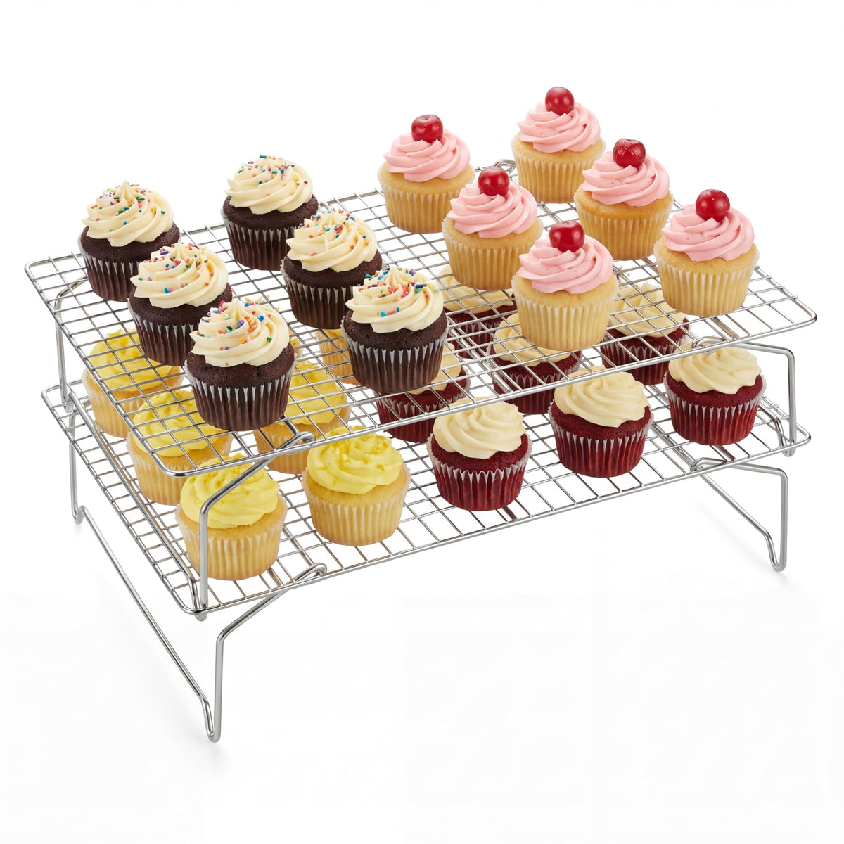 E-far Cooling Rack 15”x10”, 3-Tier Collapsible for Cooking and Baking
