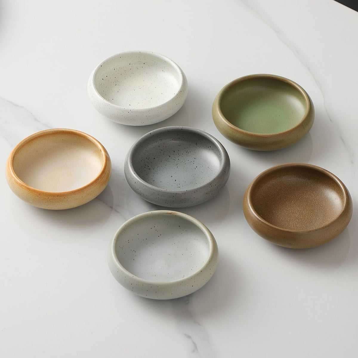 Ceramic Dipping Bowls Set of 6, 3 oz Sauce cups Bowls with Speckled Glaze,Soy Sauce Dish- Mini Condiment Bowls for Dips, Salsa, Soy Sauce, Appetizers, Snacks & Desserts, Dishwasher Microwave Oven Safe