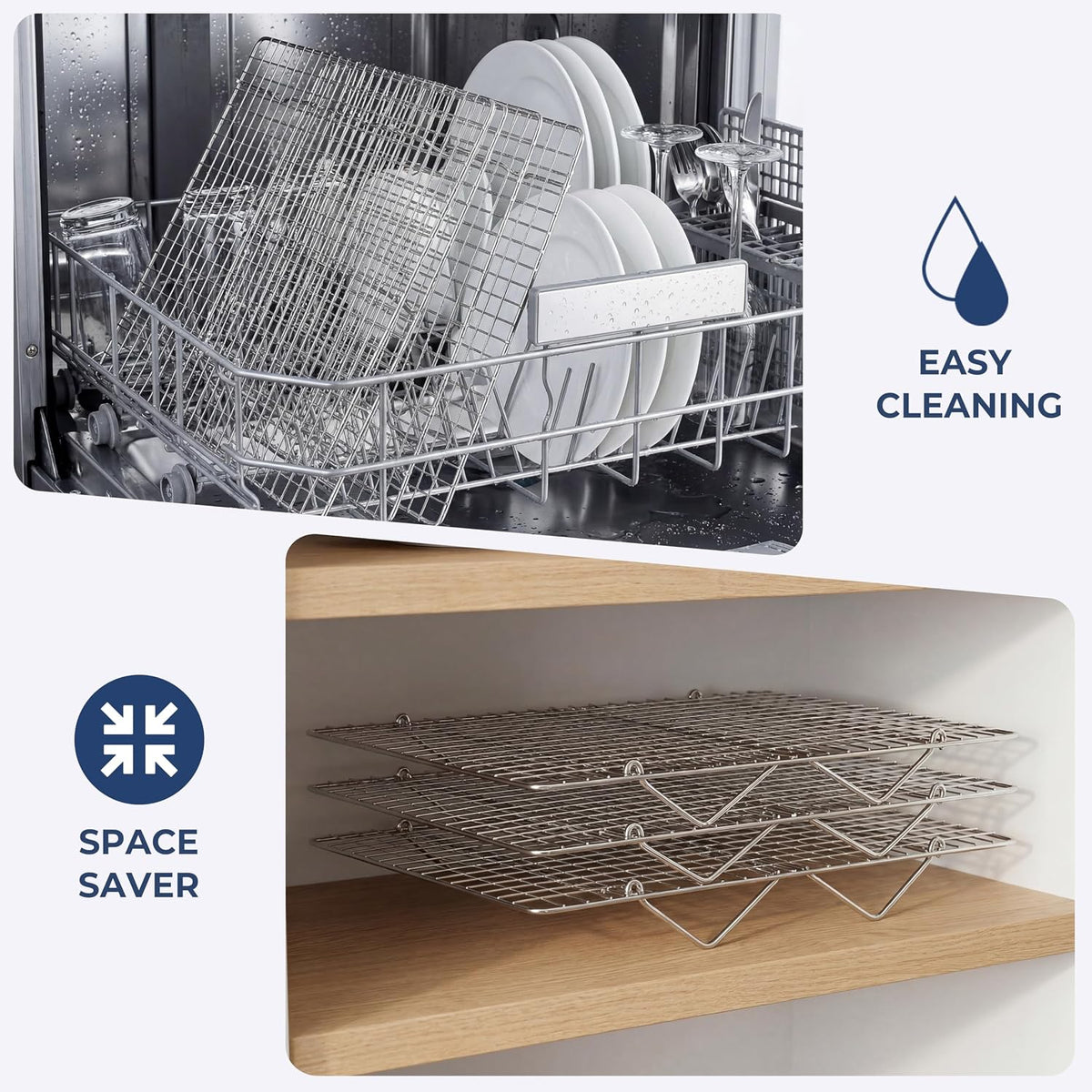E-far Cooling Rack 15”x10”, 3-Tier Collapsible for Cooking and Baking