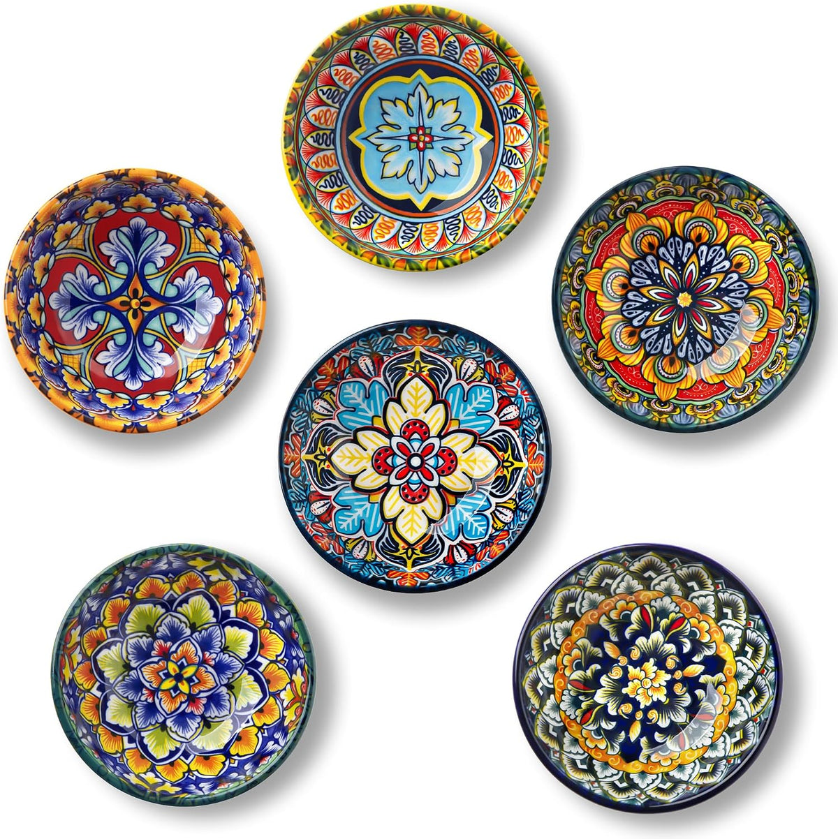 vancasso SIMI 2.7 Oz Ceramic Dipping Bowls Set of 6, Bohemian Sauce Bowls