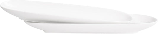 Ceramics Olive Plate, Olive Cookies Tray - Large, Chip Resistant,White Porcelain Olive Canoe, Dishwasher Safe, for Snacks, Condiments,Appetizers 13.7 Inch White