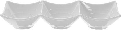 Kichvoe Three-Grid Sauce Dipping Tray Melamine White 9.43 X 3.14 X 1.49 in