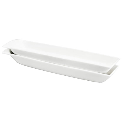 Ceramics Olive Plate, Olive Cookies Tray - Large, Chip Resistant,White Porcelain Olive Canoe, Dishwasher Safe, for Snacks, Condiments,Appetizers 13.7 Inch White