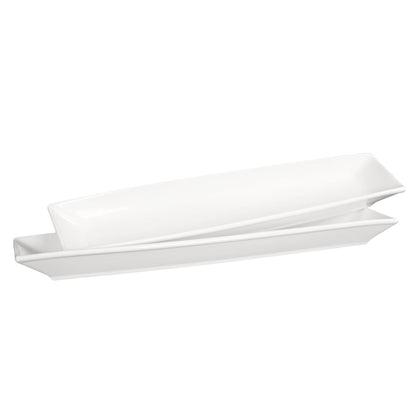 Ceramics Olive Plate, Olive Cookies Tray - Large, Chip Resistant,White Porcelain Olive Canoe, Dishwasher Safe, for Snacks, Condiments,Appetizers 13.7 Inch White