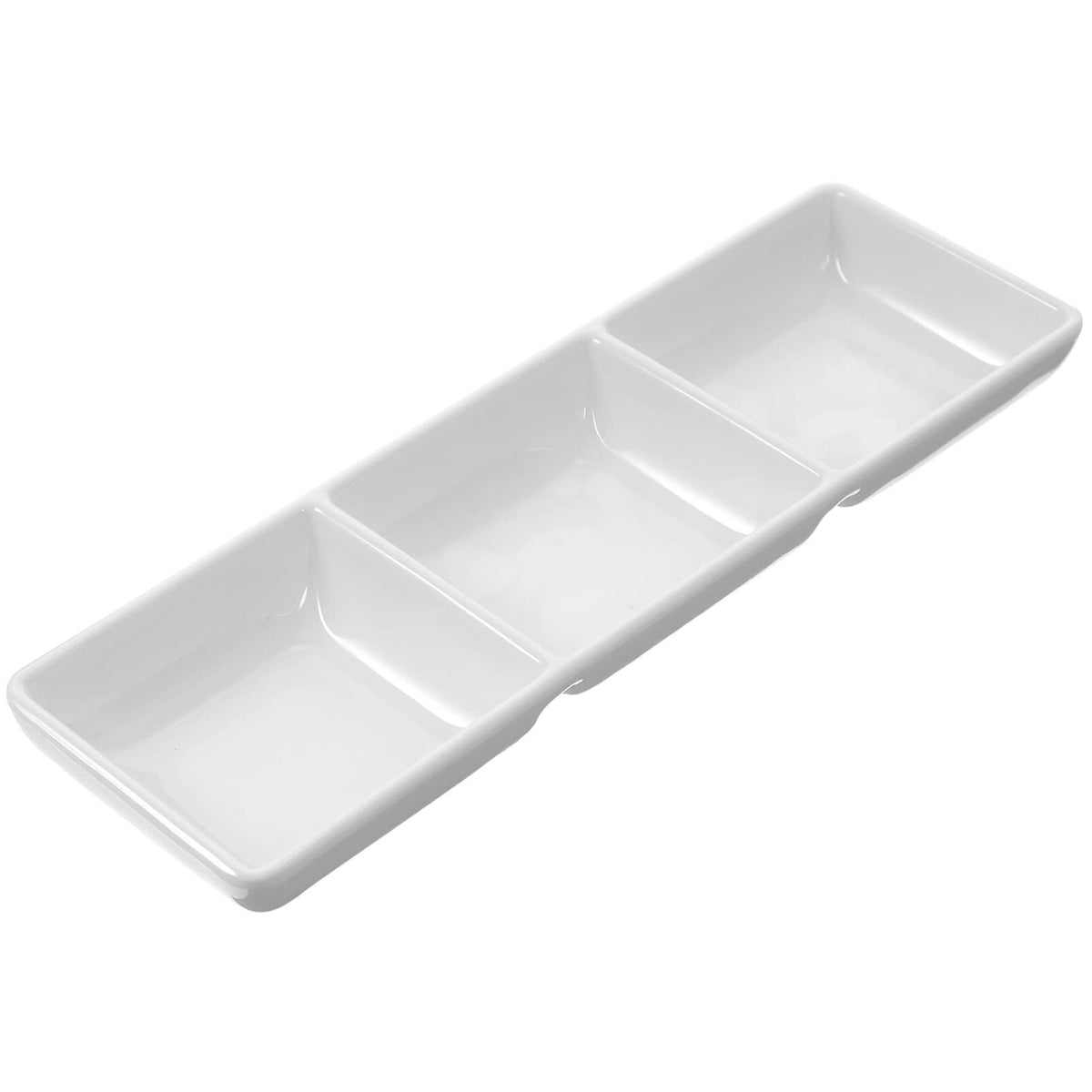 STOBAZA 3-Compartment Sauce Dipping Dish Appetizer Serving Dish for Condiments Seasoning Plates for Kitchen and Dining Table Reusable Snack Serving Tray 9.44 X 3.34 X 1.77 in