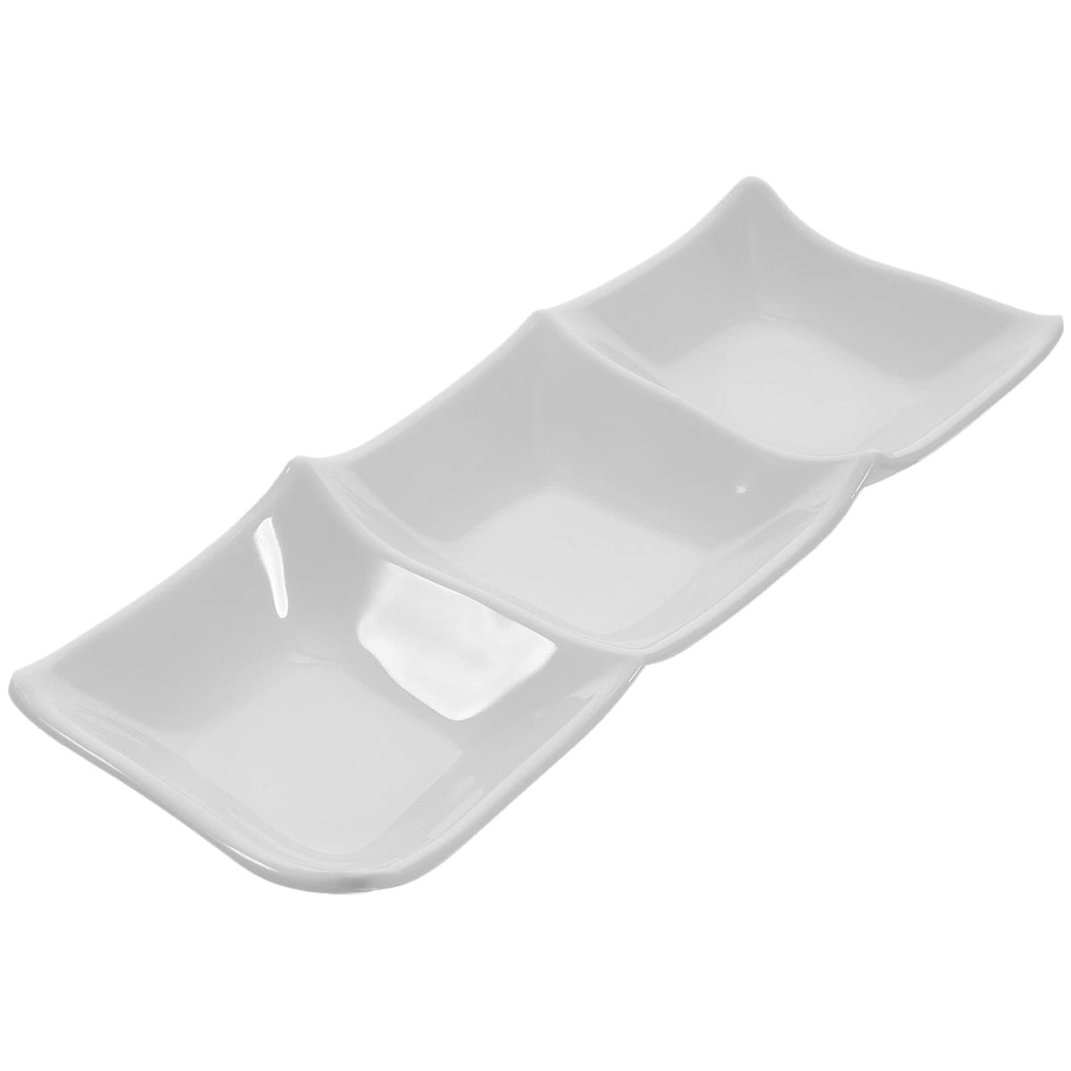STOBAZA 3-Compartment Sauce Dipping Dish Appetizer Serving Dish for Condiments Seasoning Plates for Kitchen and Dining Table Reusable Snack Serving Tray 9.44 X 3.34 X 1.77 in