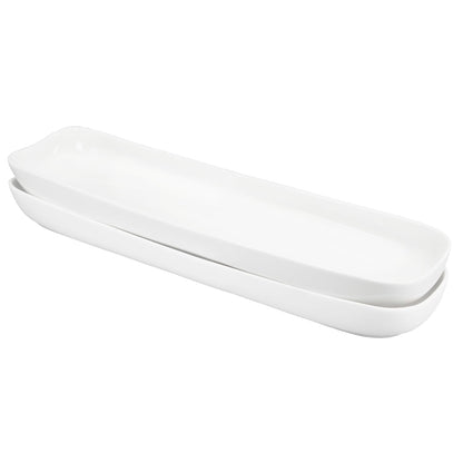 Ceramics Olive Plate, Olive Cookies Tray - Large, Chip Resistant,White Porcelain Olive Canoe, Dishwasher Safe, for Snacks, Condiments,Appetizers 13.7 Inch White