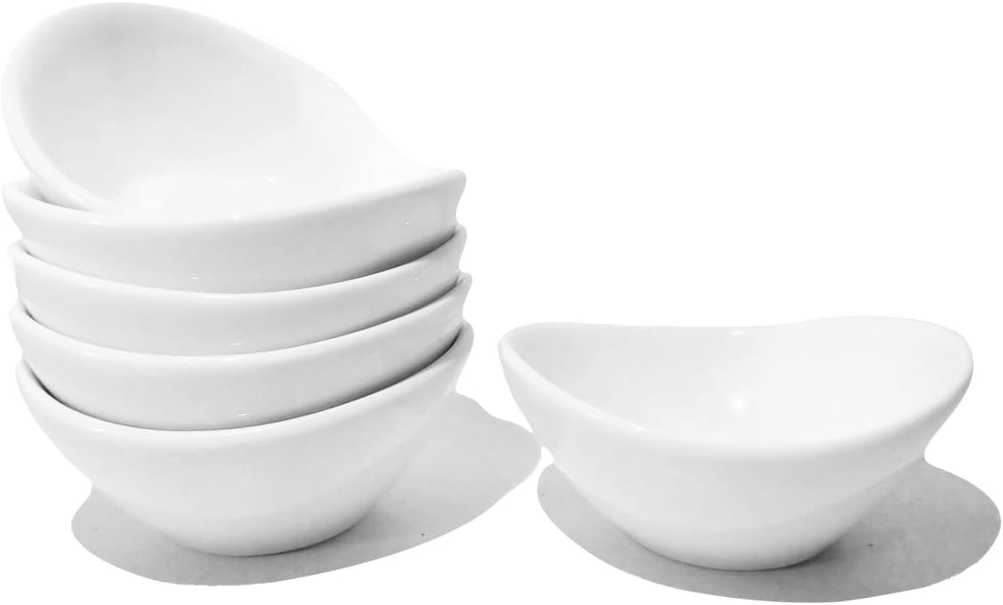 Soy Sauce Dishes Set of 6, 1oz Small Japanese Dipping Bowls for Sushi & Charcuterie, White Porcelain Sauce Cups, Microwave & Dishwasher Safe