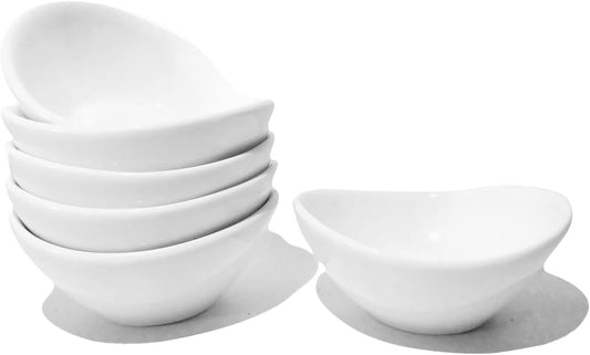 Soy Sauce Dishes Set of 6, 1oz Small Japanese Dipping Bowls for Sushi & Charcuterie, White Porcelain Sauce Cups, Microwave & Dishwasher Safe