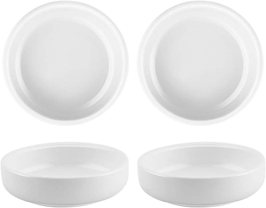 3.5" Ceramic Soy Dipping Dishes Set of 4 - Small Porcelain Seasoning Bowls, Multipurpose Single Color White Side Sauce Dinnerware for Serving