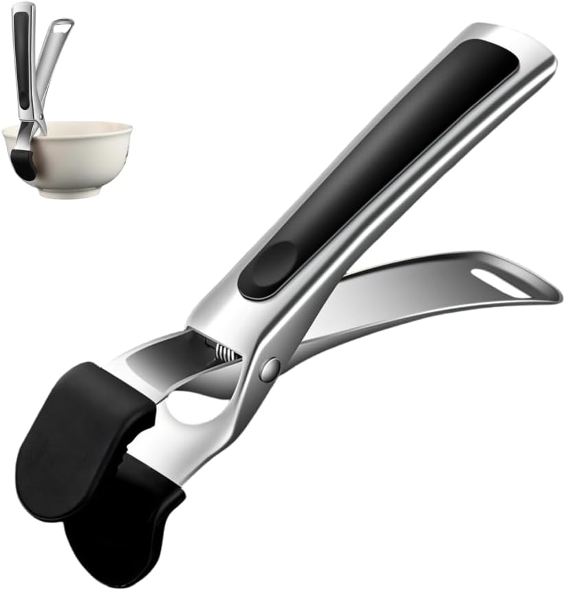 Hot Plate Gripper, Anti-Scald Stainless Steel Bowl Clip Silicone Anti-Slip Heat Insulation Pplate Gripper for Bowls Pans Dishes