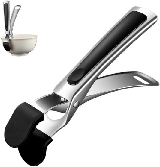 Hot Plate Gripper, Anti-Scald Stainless Steel Bowl Clip Silicone Anti-Slip Heat Insulation Pplate Gripper for Bowls Pans Dishes