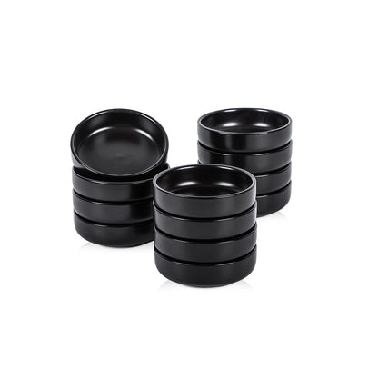 Selamica Ceramic 3.3 Inch Soy Sauce Dish Dipping Bowls Side Dishes Small Appetizer Pinch Bowls for Condiments, Sushi, Ketchup, BBQ-Set of 6(Matte Black)
