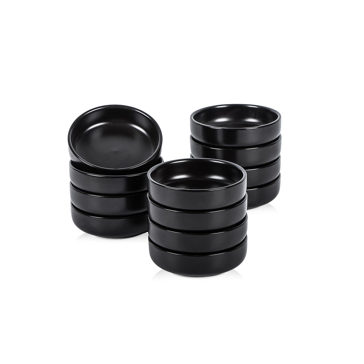 Selamica Ceramic Soy Sauce Dish, 2.6 Oz Dipping Bowls Set of 6, 3.5 Inch Pinch Bowls for Dip, Side Dish, Condiments, Sushi, Matte Black