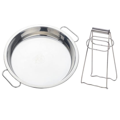 11 Inch Stainless Steel Steaming Tray, Cold Noodle Plate w/Folding Hot Dish Plate Clip, Round Big Egg Drip Pan, Silver