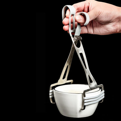 Hemoton Anti-Scalding Bowl Clip Gripper Food-Grade Kitchen Tongs for Hot Plate Dish Bowl and Pizza Pan Folding Holder with Ergonomic Handle Dishwasher Safe 9.84 X 3.54 X 0.78 in
