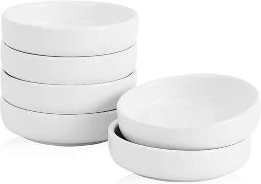 Ceramic Soy Sauce Dish,3.5 Inch Dipping Bowls Side Dishes Set of 6, Small Appetizer Pinch Dip Bowls for Condiments, Sushi, Ketchup, BBQ (White)
