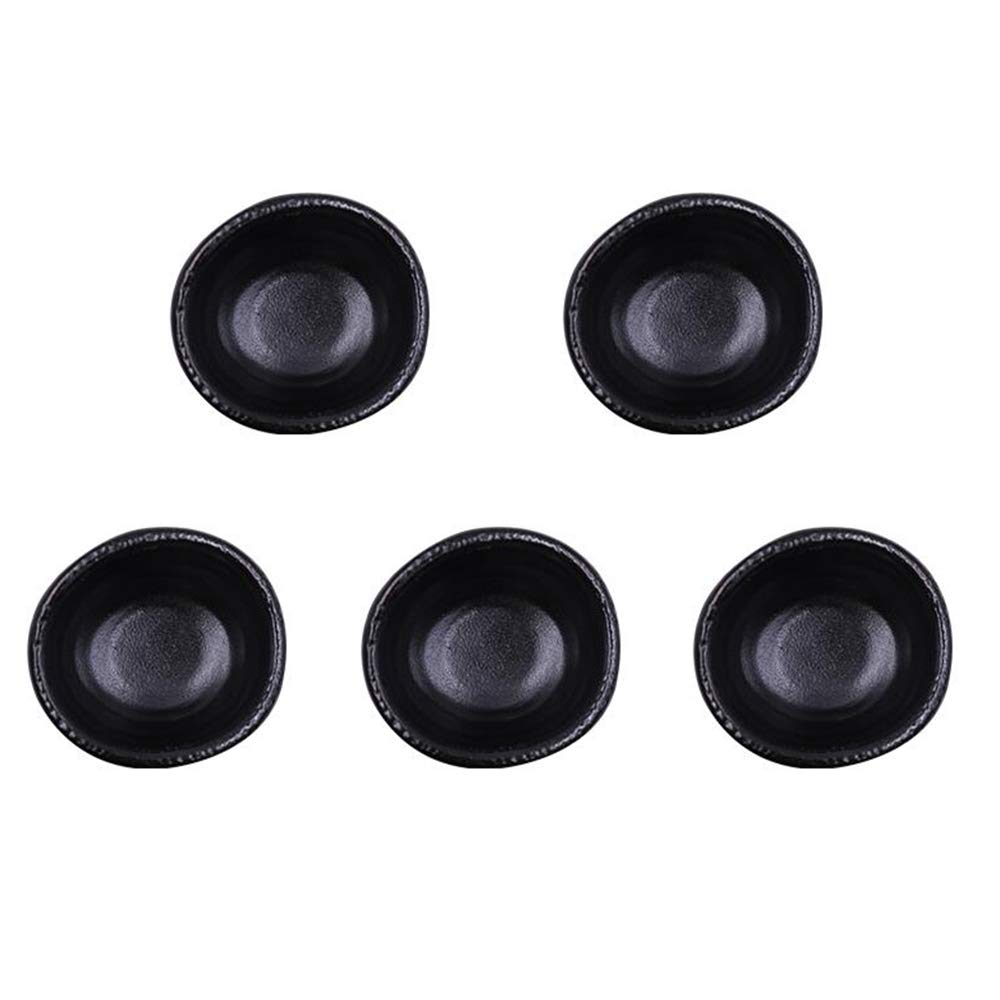 Colias Wing 3.5" Retro Style Black/Brown Stylish Design Multipurpose Porcelain Side Dish Bowl Seasoning Dishes Soy Dipping Sauce Dishes-Set of 5